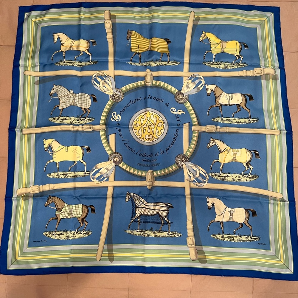Hermès “Couvertures et Tenues de Jour” Silk Scarf | Carré 90 | Philippe Ledoux